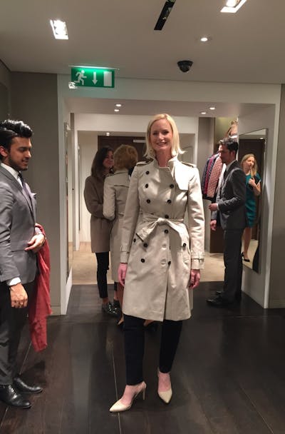 Styling session with the iconic trench coat at Blackstone Women's Networking Event at Burberry - March 2016