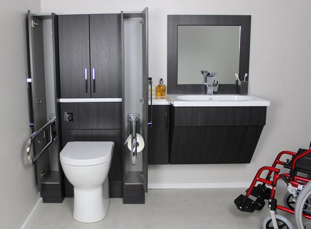 Typically displayed as a run of furniture along the full length of a wall additional bathroom storage can be added to the design in the form of base units and head height units, either as a space creator or to conceal accessible accessories.