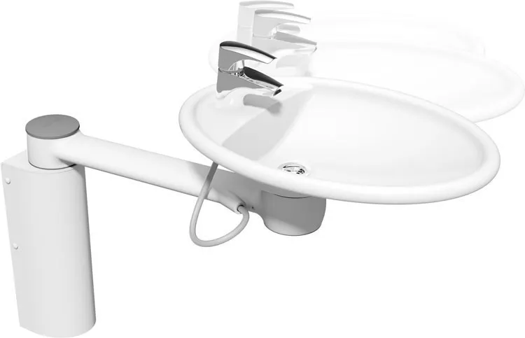 Wall-mounted swing basin with adjustable arm for flexible accessible use