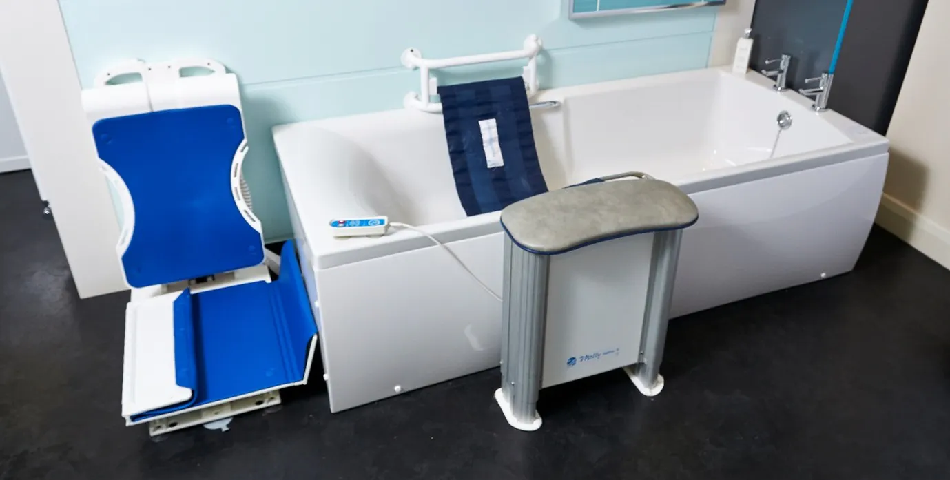 Bath lift seat designed to help elderly users get safely in and out of the bath
