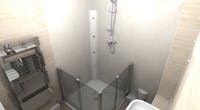 A level access disabled shower room solution, designed and installed by More Ability in Leeds. 
