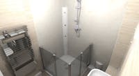 A level access disabled shower room solution, designed and installed by More Ability in Leeds.