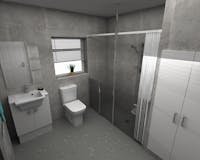 Level access shower for the disabled 