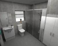Level access shower for the disabled
