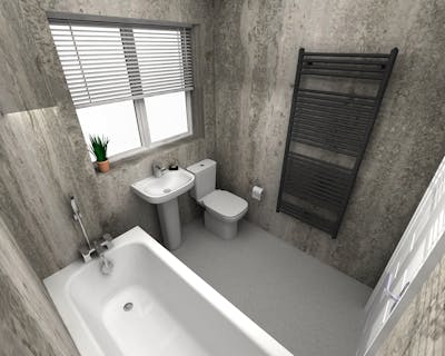 Modern bathroom design with wall boards 