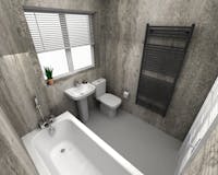 Modern bathroom design with wall boards