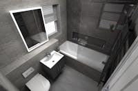 Luxury Bathroom Suite with grey ceramic tiles 