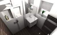 stylish, space enhancing, transformation of an en-suite shower room in Leeds. 