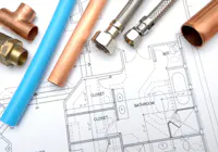Bathroom heating pipework and plumbing layout plans for central heating installation