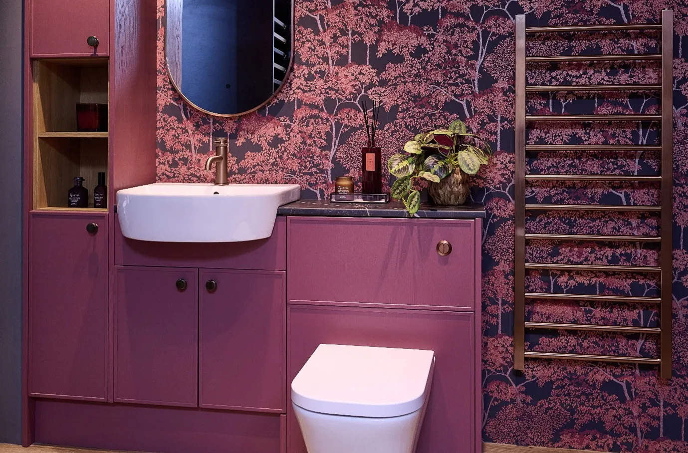 Designer heated towel rail in contemporary bathroom renovation