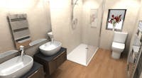 A master en-suite bathroom was transformed into a stylish and spacious walk-in shower room.