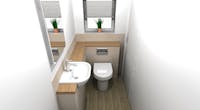 An existing cloakroom was transformed into an easy to maintain, crisp and clean looking downstairs WC.