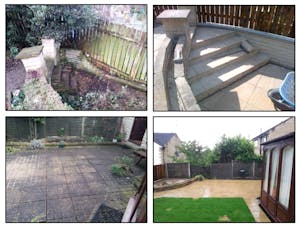 fully project managed extensive external alterations including ground works, drainage & re-turf, fencing & patio